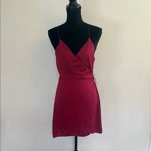 Showpo “Slip It On”Mini Dress Spaghetti Strap V-Neck In color Wine